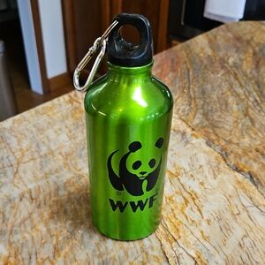 Green Aluminum WWF Water Bottle with Carabiner